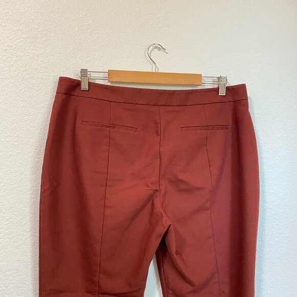 Express Mid Rise Columnist Ankle Pant In Rust Brick Red Size 14 - Picture 5 of 8